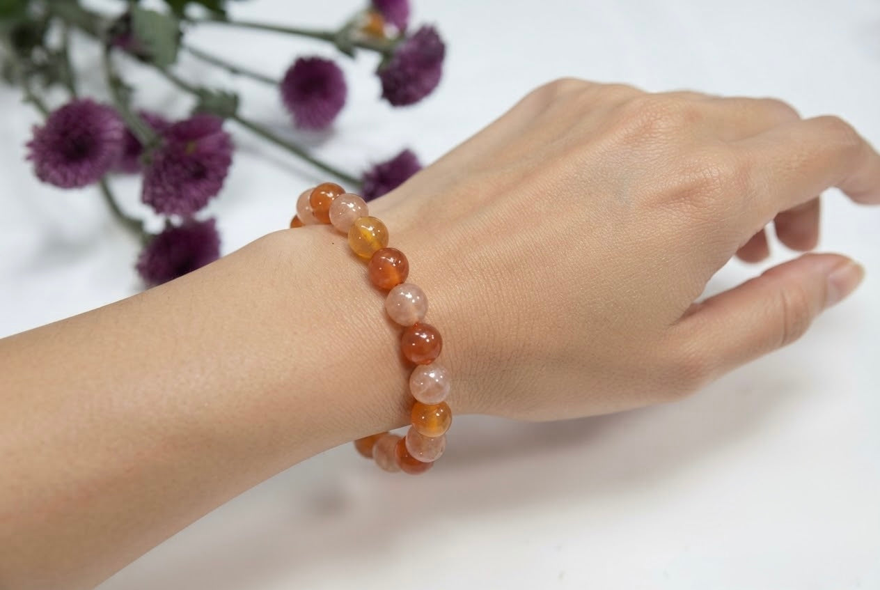 Wholesale 6 Pcs 8mm Natural Crystal Sacral Chakra Healing Stretch Bracelet 7.5”