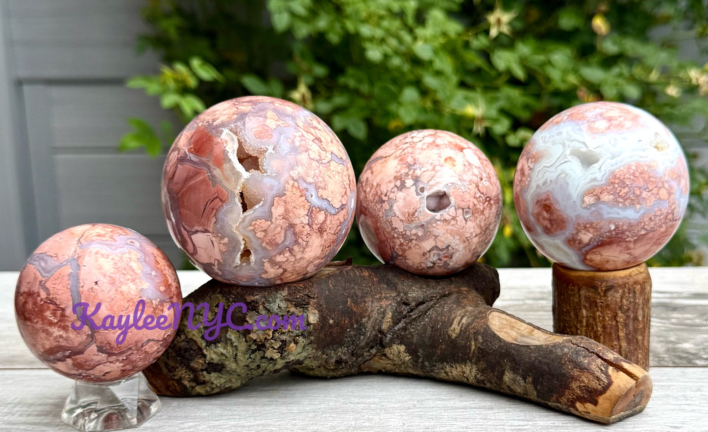 5-7 PCs Natural Pink Agate Sphere