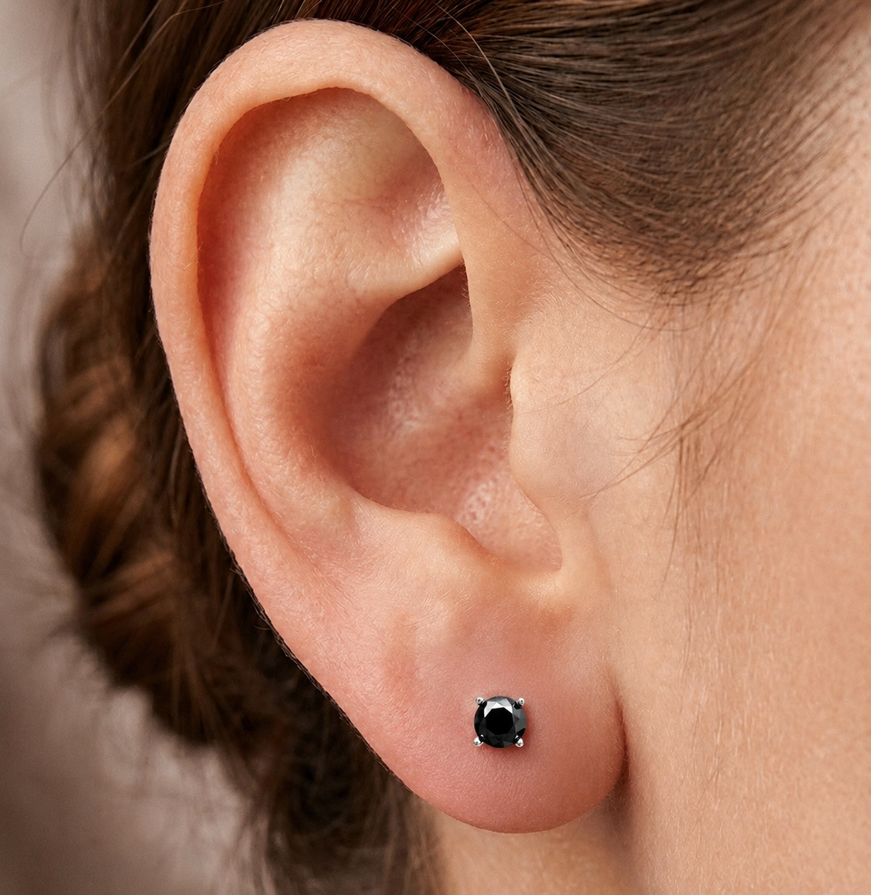 Wholesale 5 Pairs Natural Black Spinel Stud Earrings with Sterling Silver (925) Posts – 6mm