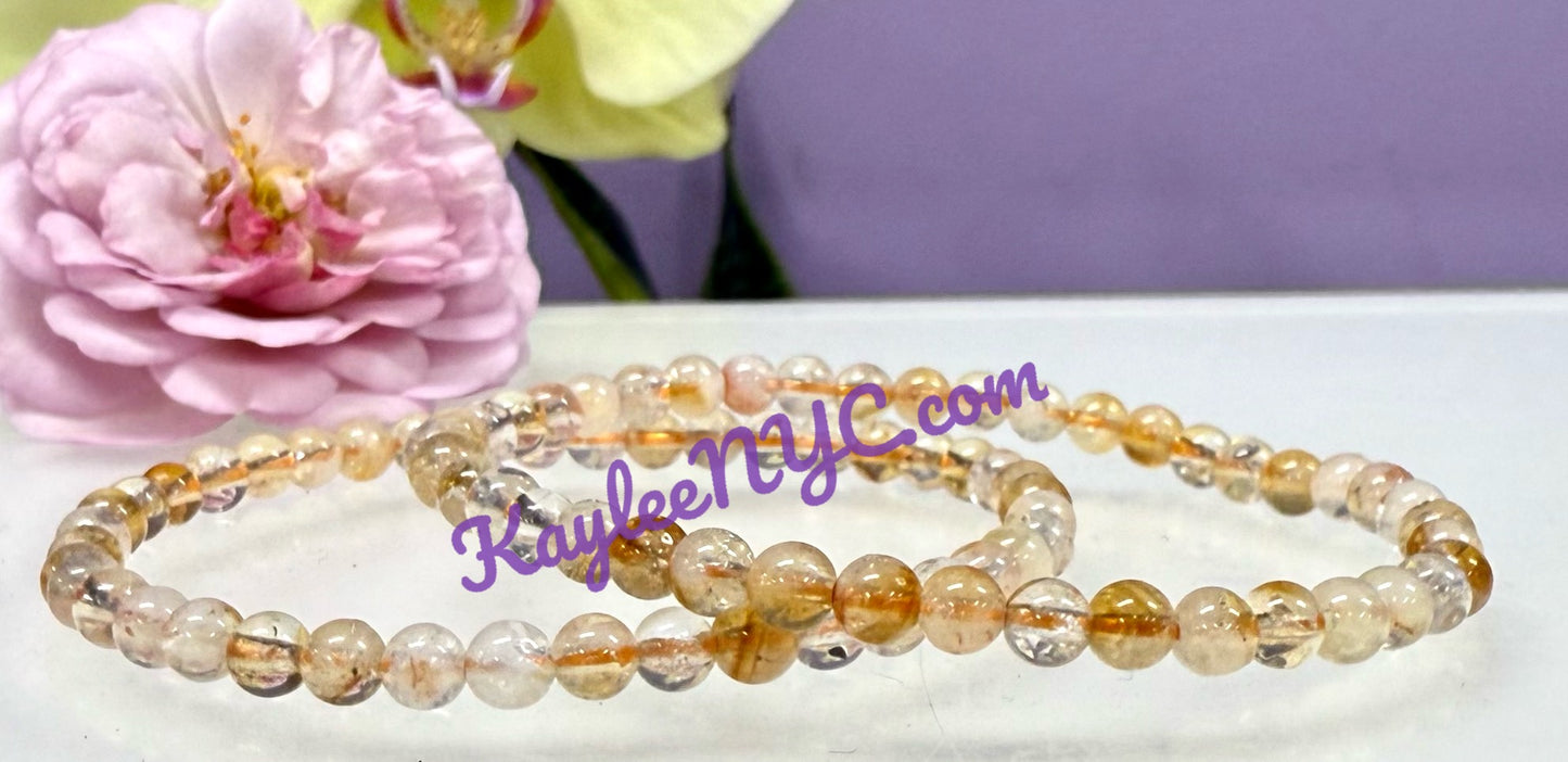 Wholesale Lot 6 Pcs Citrine 4mm 7.5” Crystal Healing Stretch Bracelet