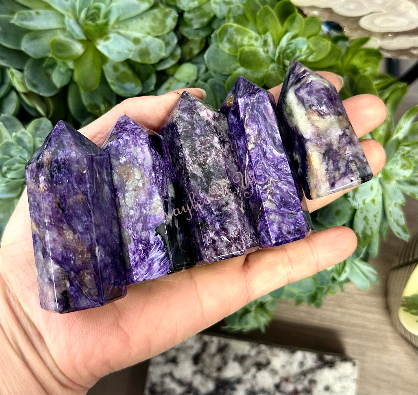 1 lb Natural Charoite Obelisk Tower