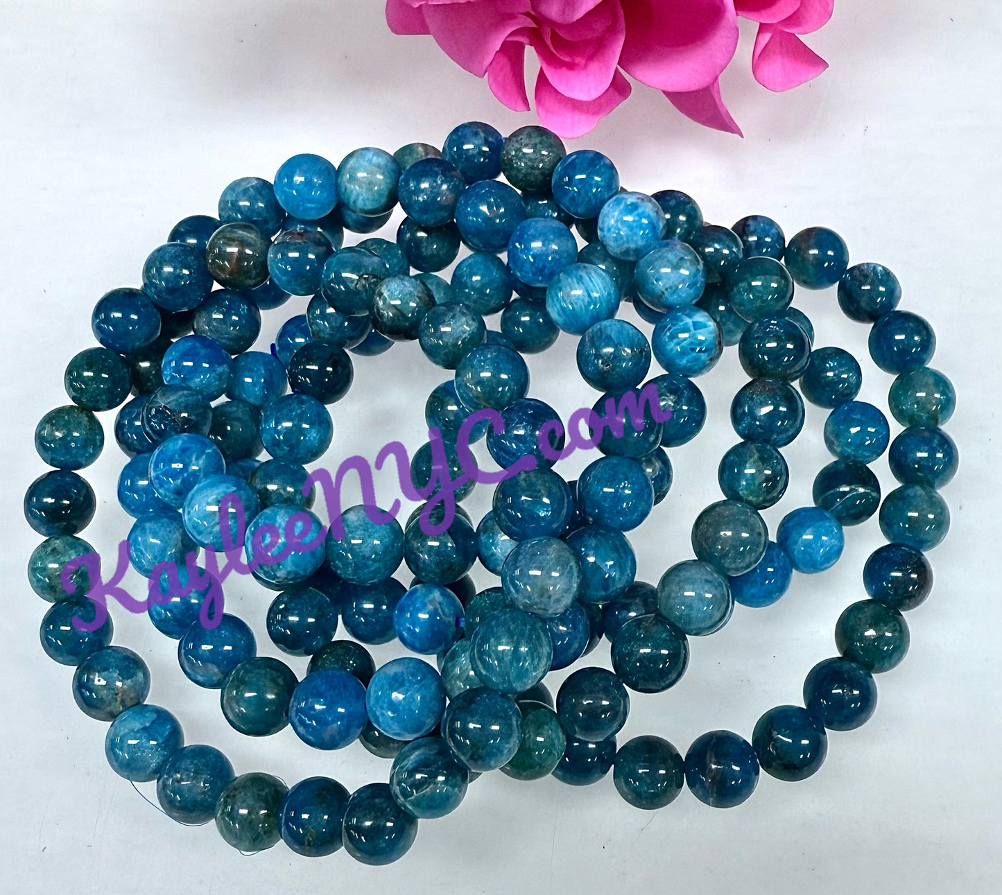 Wholesale 6 Pcs Natural Apatite 8mm 7.5” Crystal Healing Stretch Bracelet