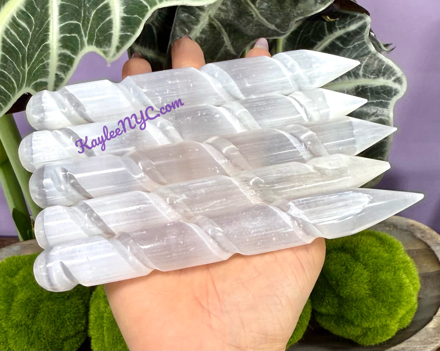 Wholesale Lot 12 pcs Natural Selenite aka Satin Spar Chakra Massage Spiral Pen ~15cm
