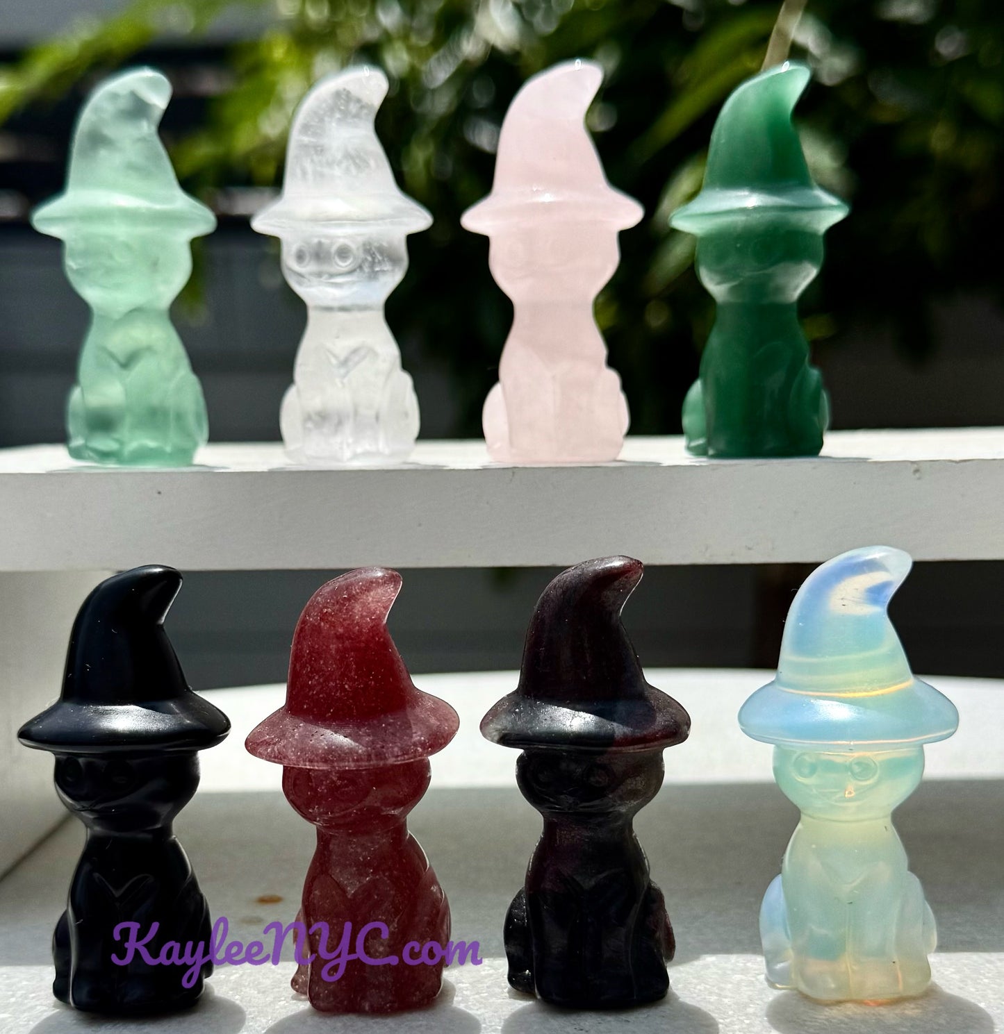 Wholesale Lot 8 pcs 6cm Natural Crystals Witch Hat Cat Healing Energy