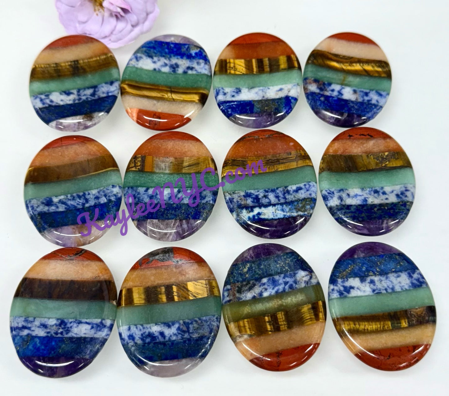 12 PCs Natural Crystals Chakra Worry Stone Healing Energy