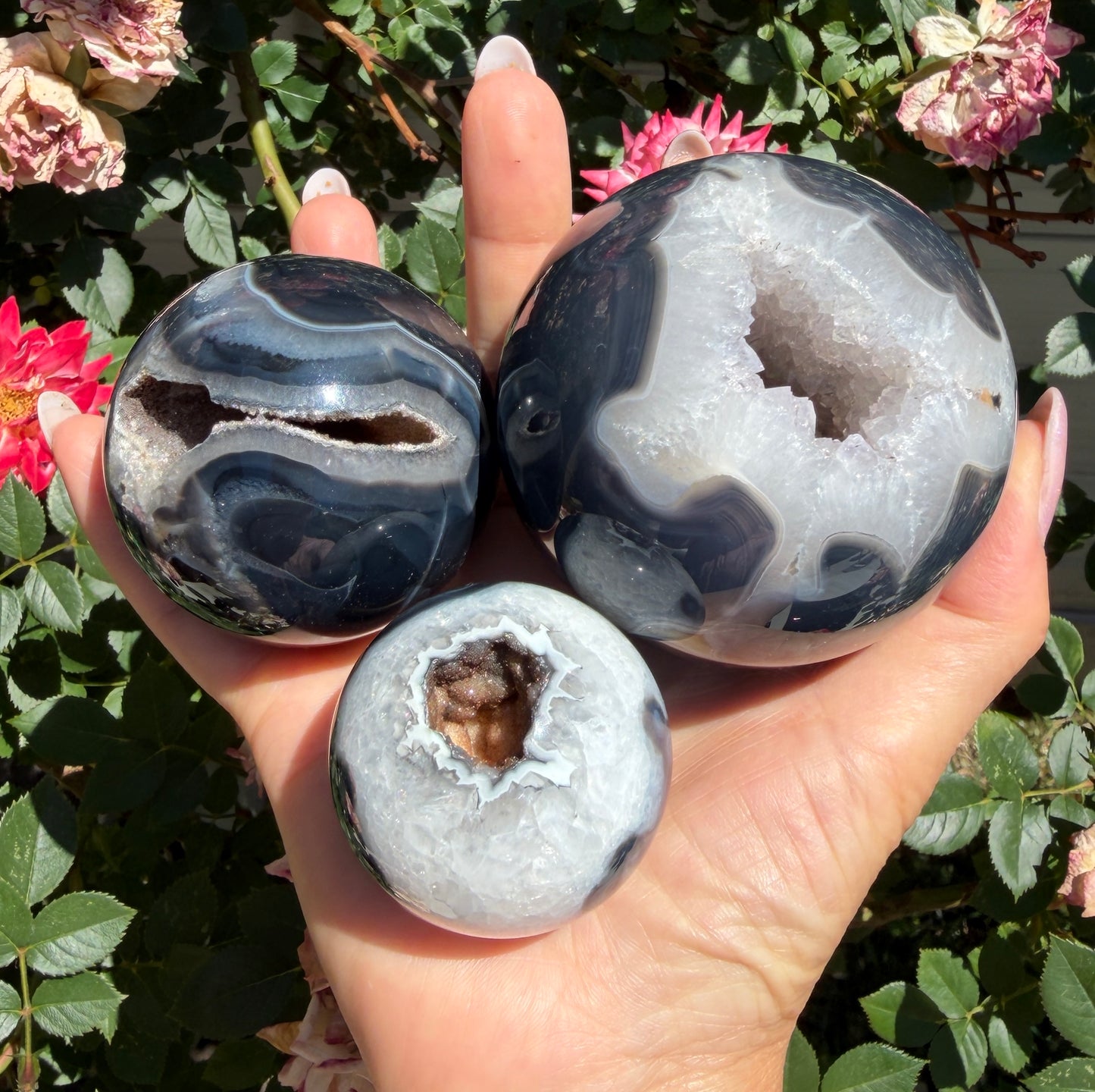 Wholesale Lot – 3 lbs Natural Druzy Onyx Spheres – 5 to 6 PCS
