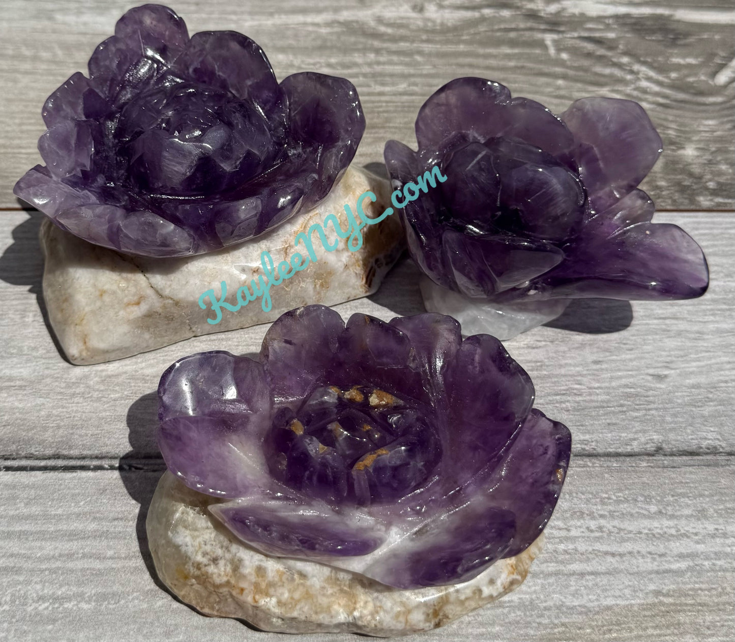 3-4 PCs Natural Amethyst Flowers Carving Crystals Healing Energy
