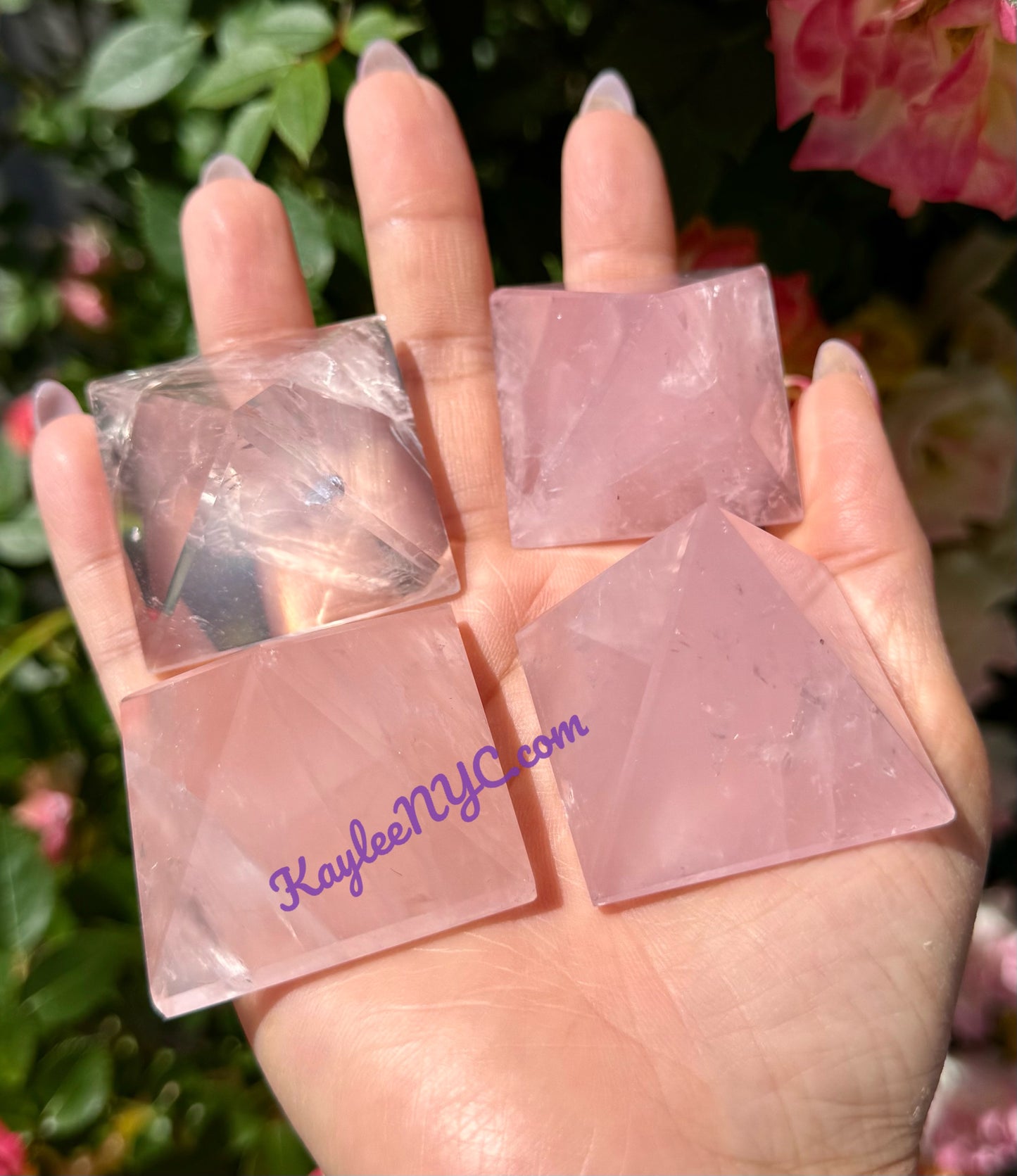 Wholesale Lot 7-8 PCs Natural Rose Quartz Pyramid Crystal Healing Energy .95-1.05 lb