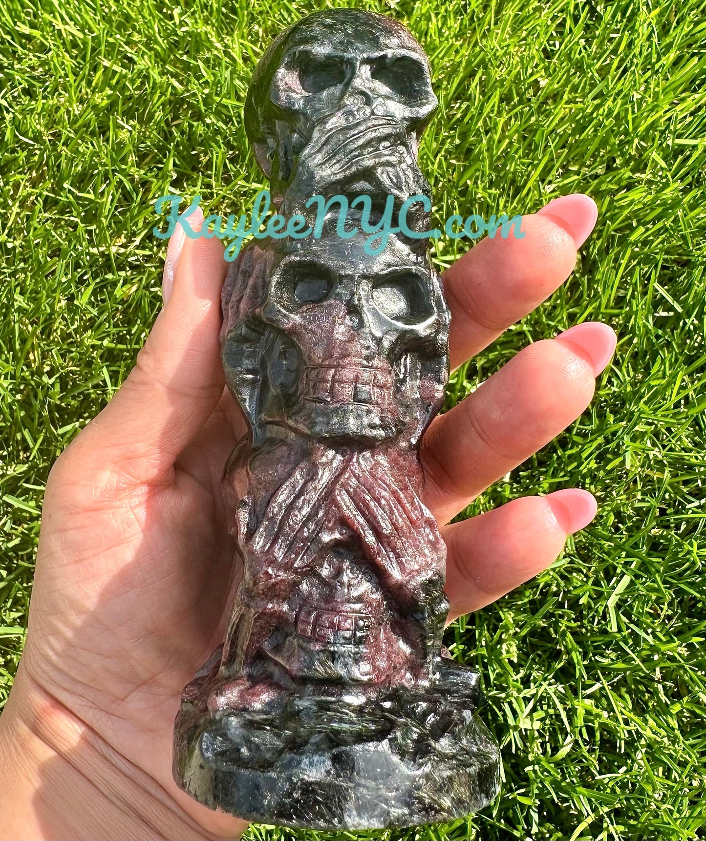 3 PCs 6” Natural Garnet Crystal Skulls