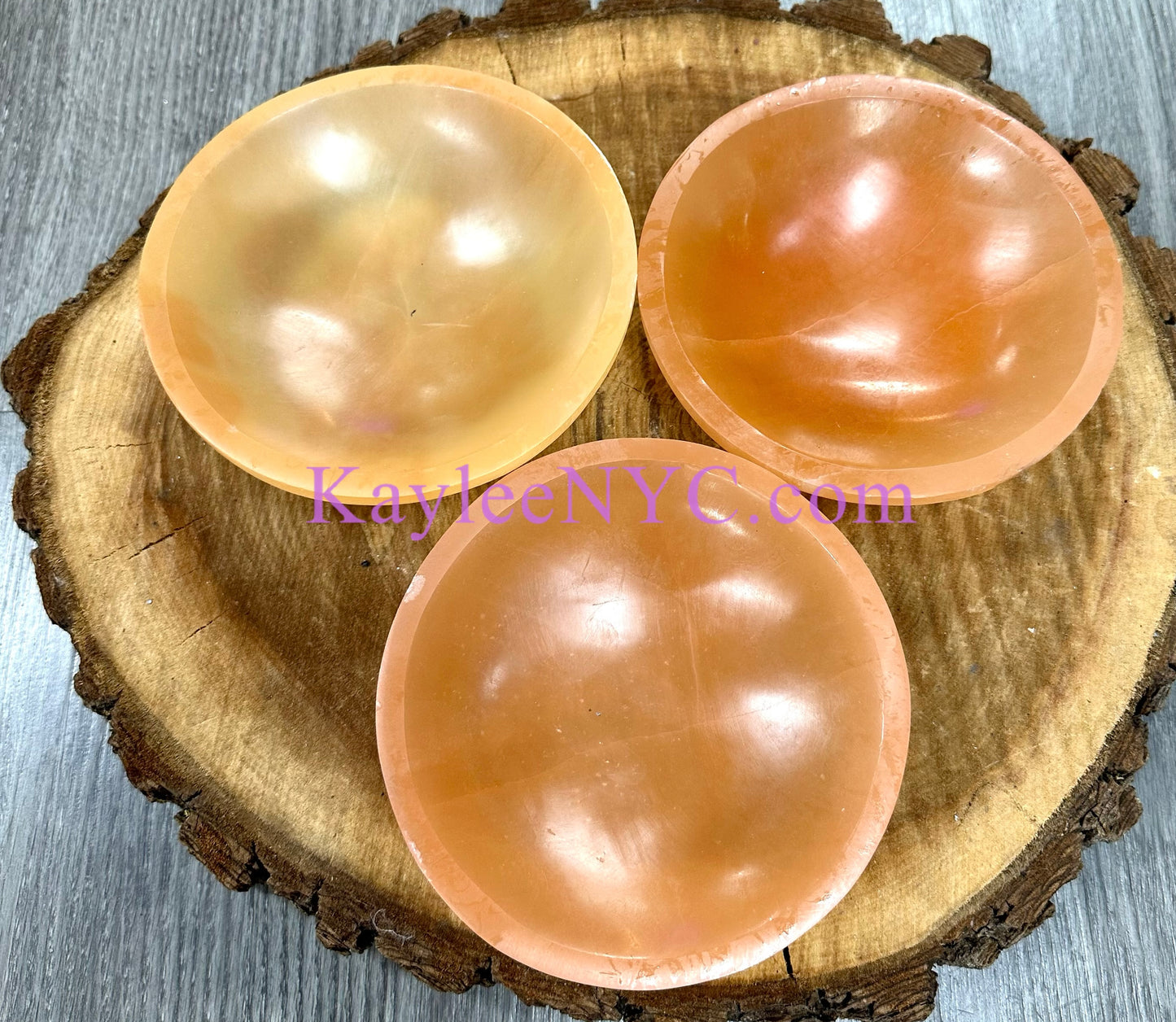 3 PCs large Natural Selenite aka Satin Spar Bowl