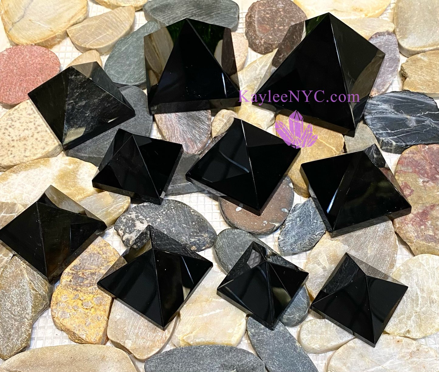 Wholesale Lot 2 lbs Natural Black Obsidian Pyramid Crystal