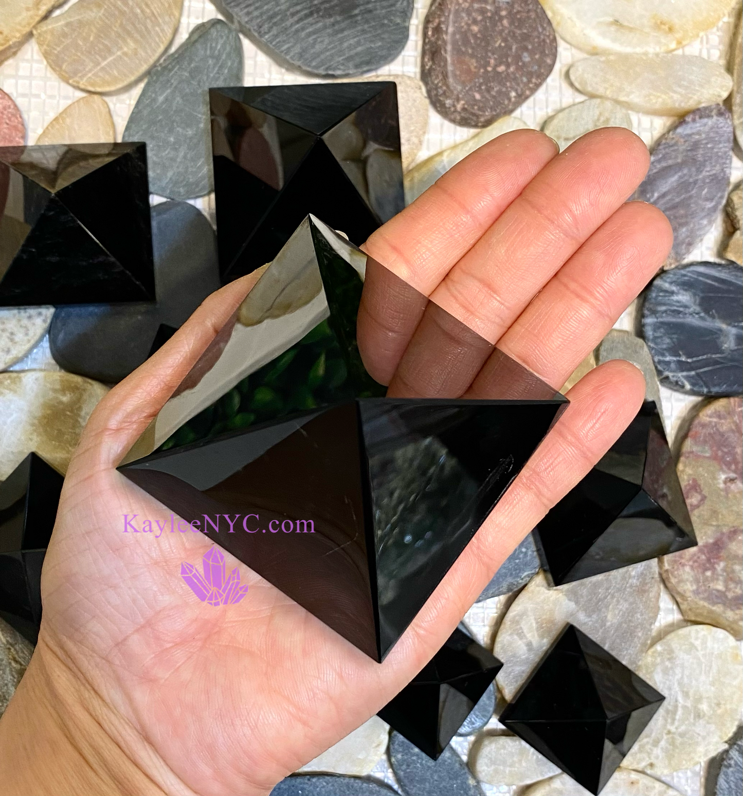 Wholesale Lot 2 lbs Natural Black Obsidian Pyramid Crystal