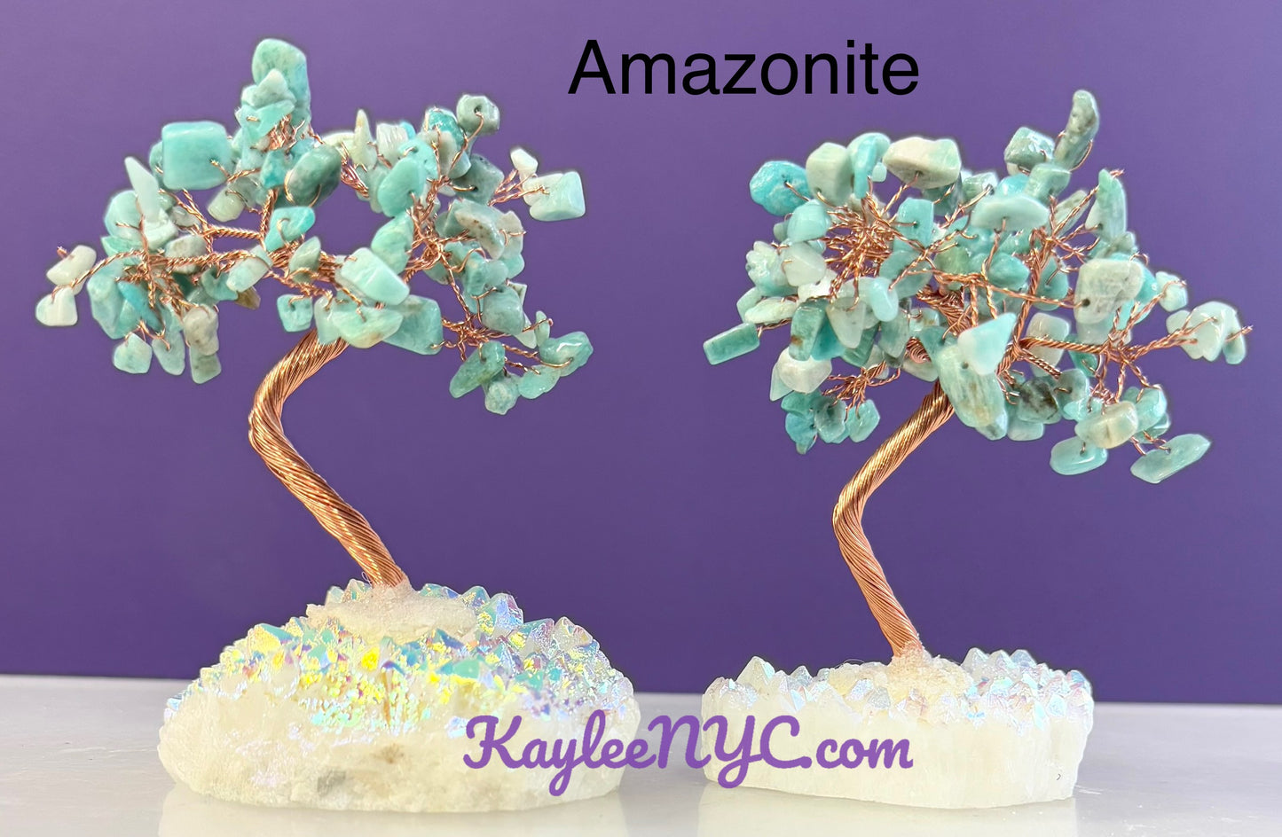 Wholesale Lot 5 Pcs Bonsai Tree with Angel Aura Quartz Cluster Base
