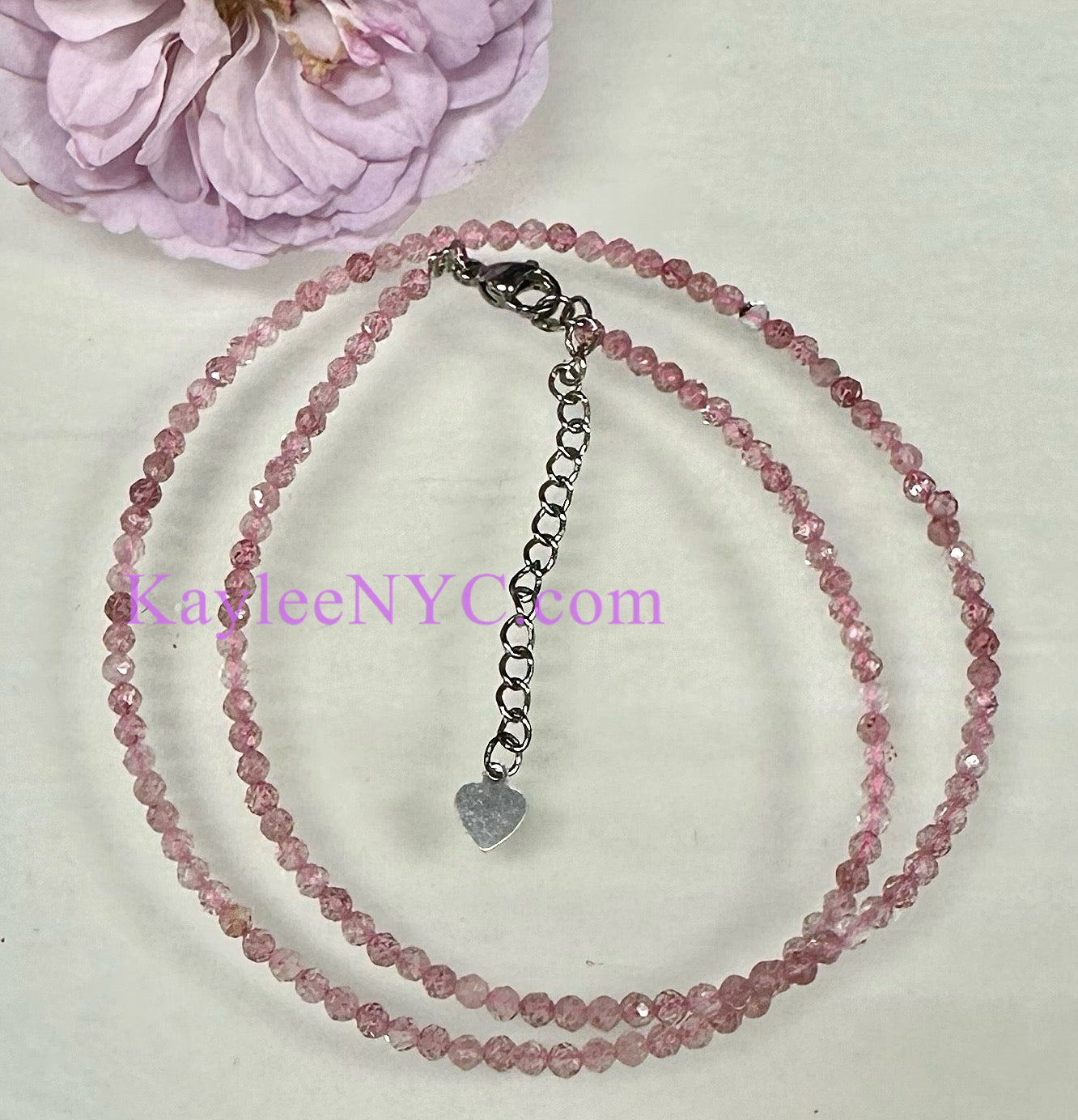 6 PCs 2mm Natural Strawberry Quartz Necklaces
