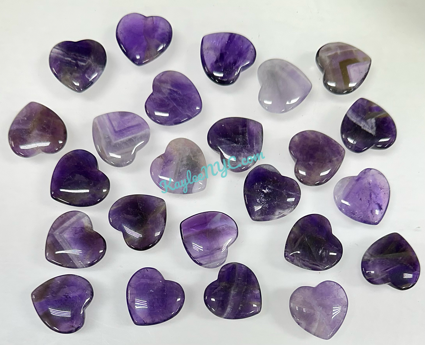 Wholesale Lot 24 Pcs 25mm Amethyst Crystal Hearts Healing Energy