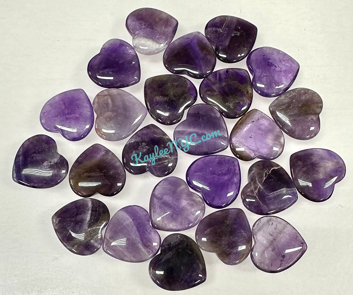 Wholesale Lot 24 Pcs 25mm Amethyst Crystal Hearts Healing Energy