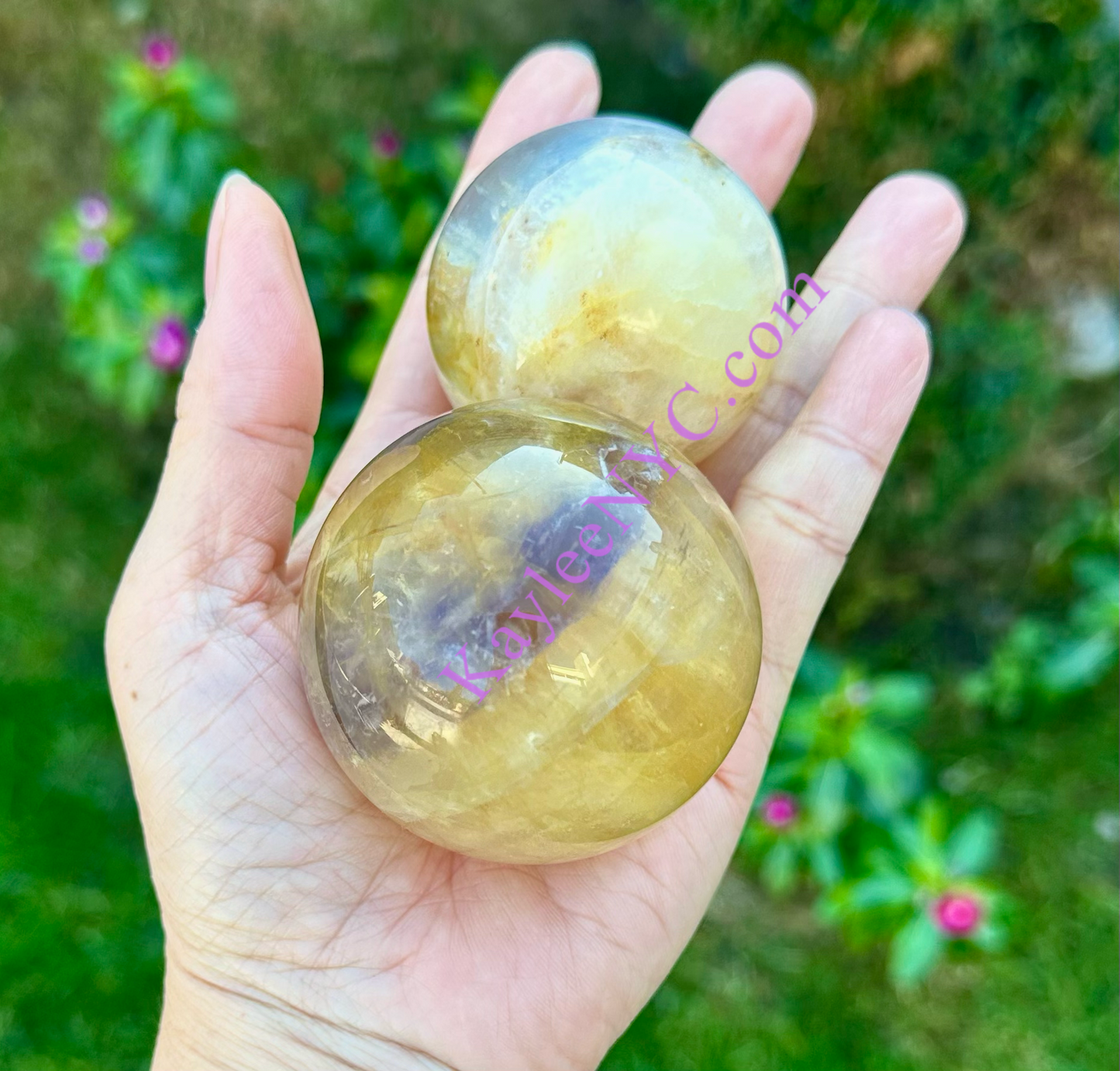6 PCs Natural Golden Healer Fluorite Sphere