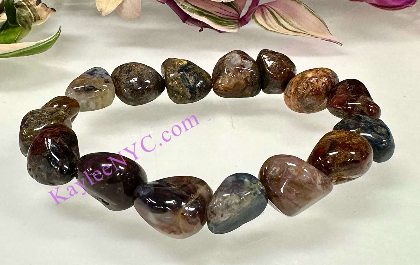 6 Pcs ~8.5 Pietersite Natural Crystal tumble Stretch Bracelet 7.5"