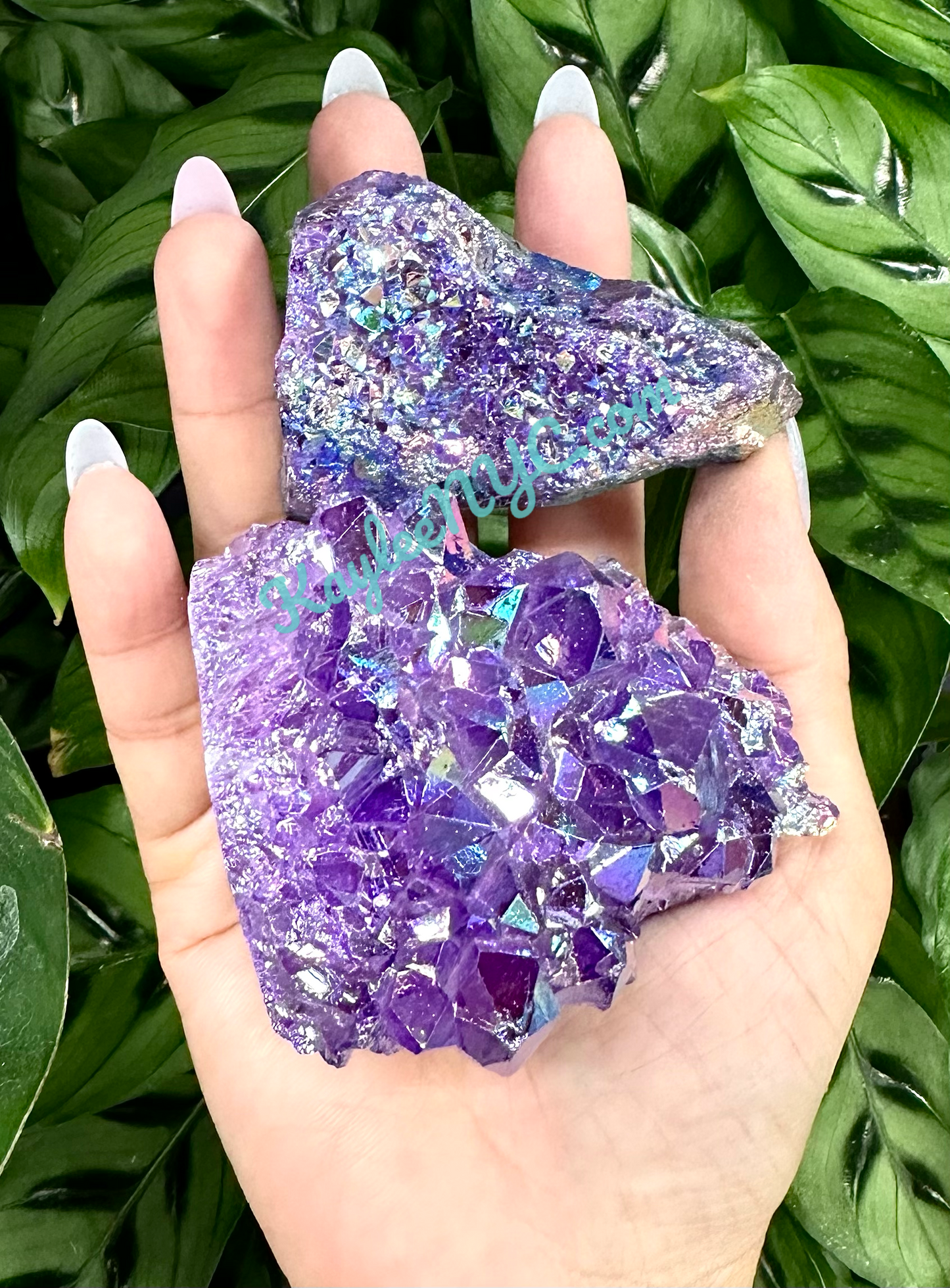 Wholesale Lot 2 lbs Aura Amethyst cut base Healing Energy