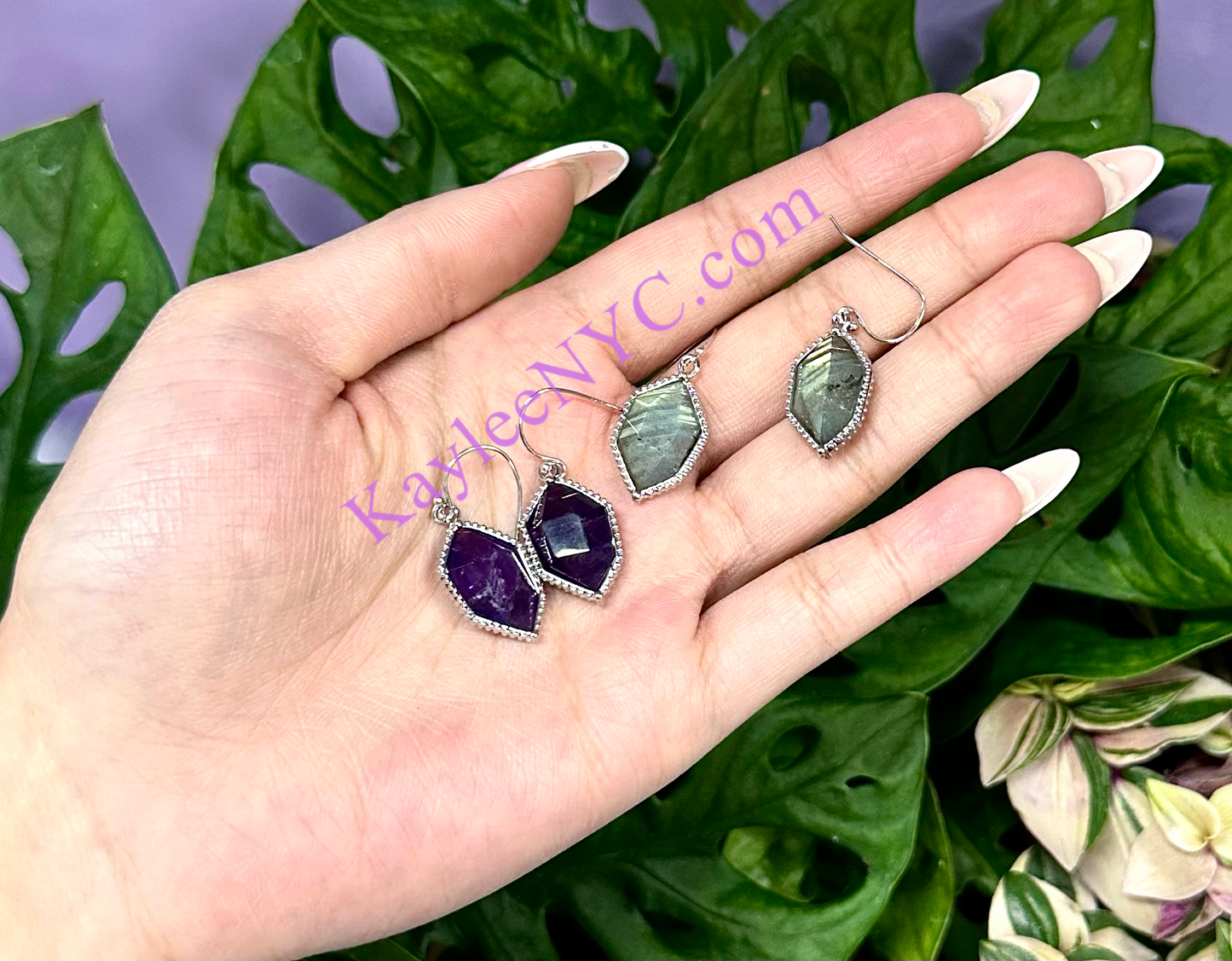 Wholesale Lot 8 Pairs Natural Crystal Sterling Silver(925) Dangling Earring