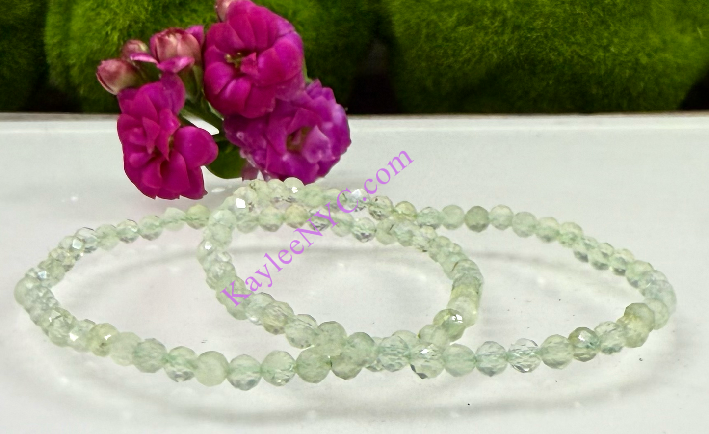 Wholesale Lot 6 Pcs Natural Prehnite 4mm Faceted 7.5” Crystal Healing Stretch Bracelet