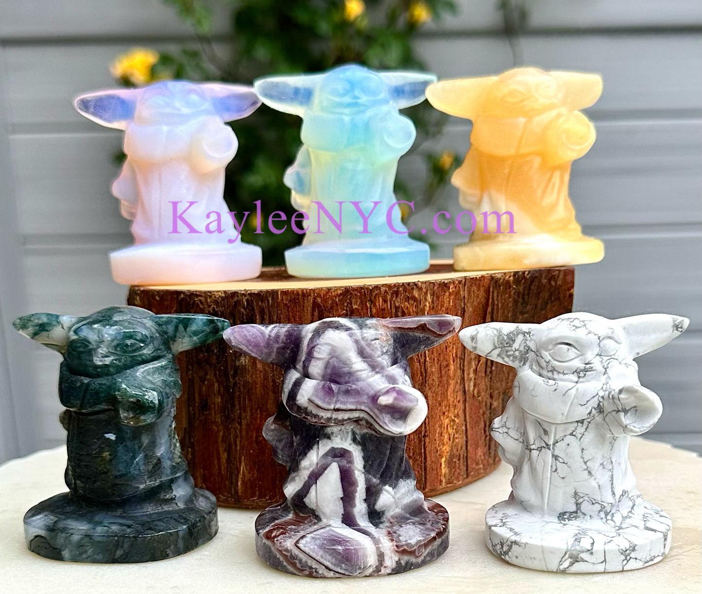 6 PCs 6cm Natural Crystal Yoda healing energy