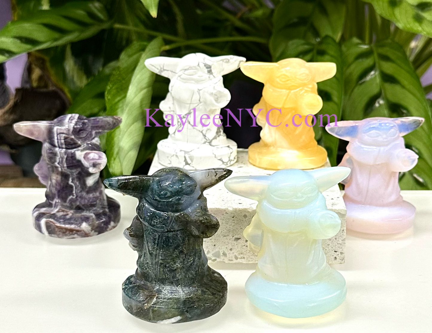 6 PCs 6cm Natural Crystal Yoda healing energy