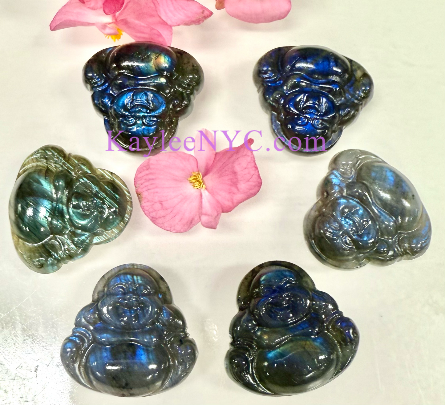 6 PCs Natural Labradorite Buddha Crystals Healing Energy