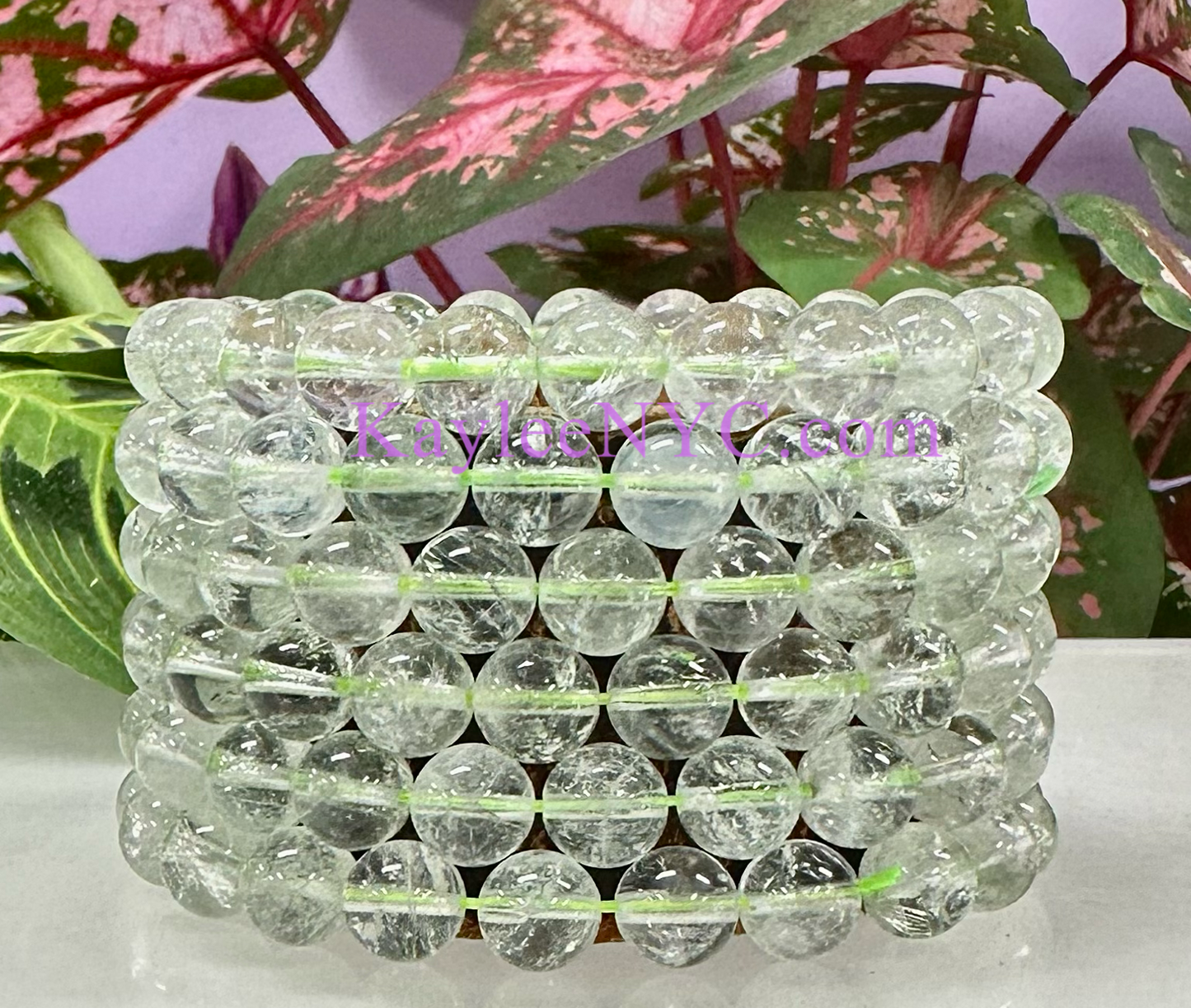 6 PCs Prasiolite 9mm 7.5” Stretch Bracelet crystals healing energy