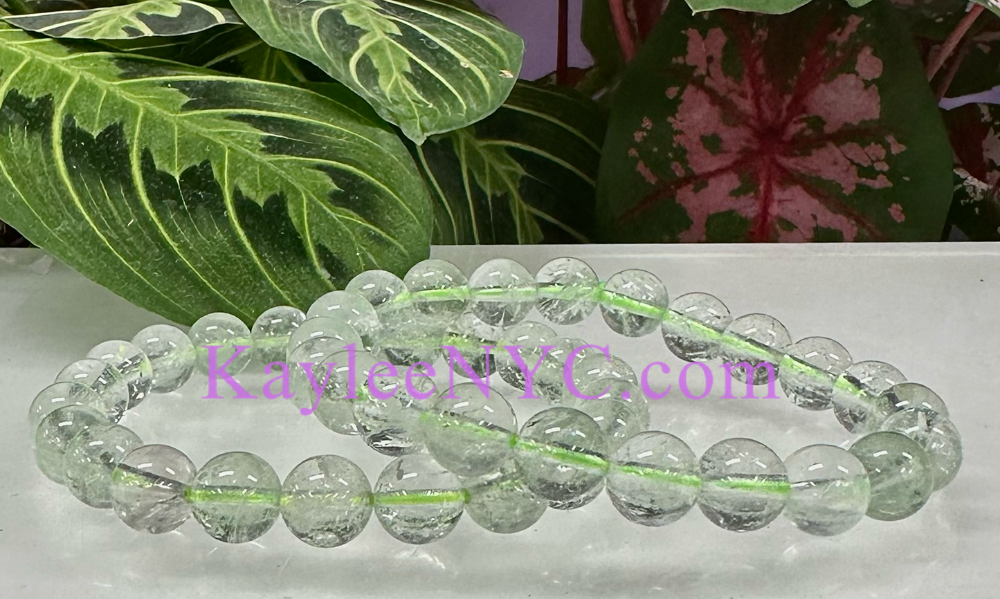 6 PCs Prasiolite 9mm 7.5” Stretch Bracelet crystals healing energy