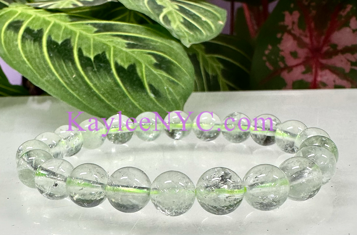 6 PCs Prasiolite 9mm 7.5” Stretch Bracelet crystals healing energy