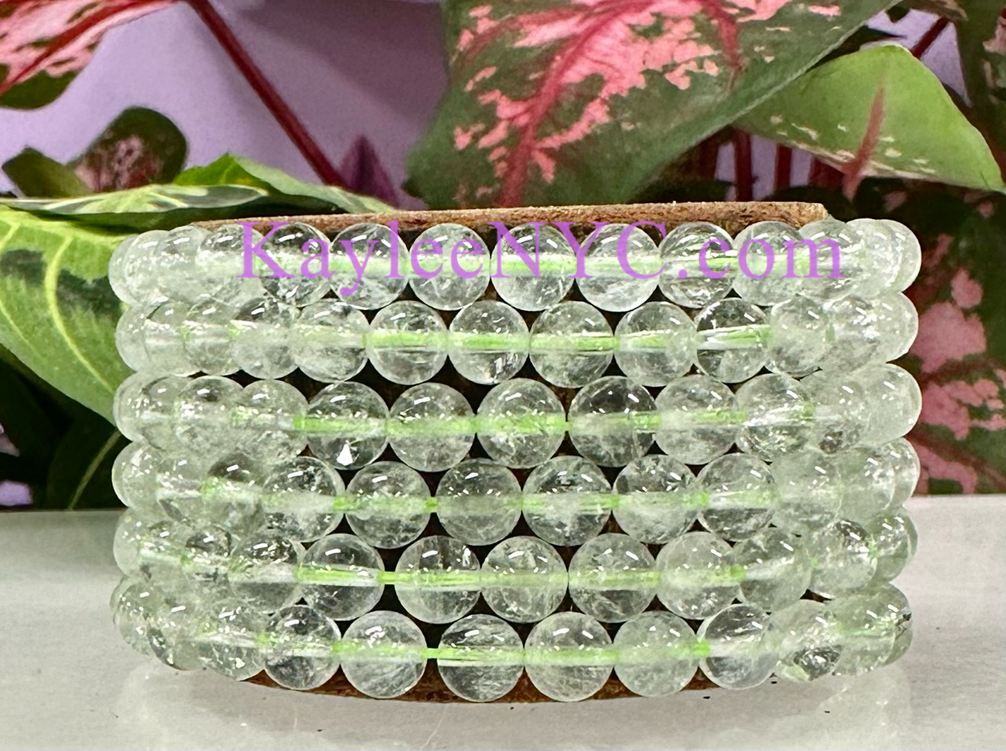 6 PCs Prasiolite 6mm 7.5” Stretch Bracelet crystals healing energy