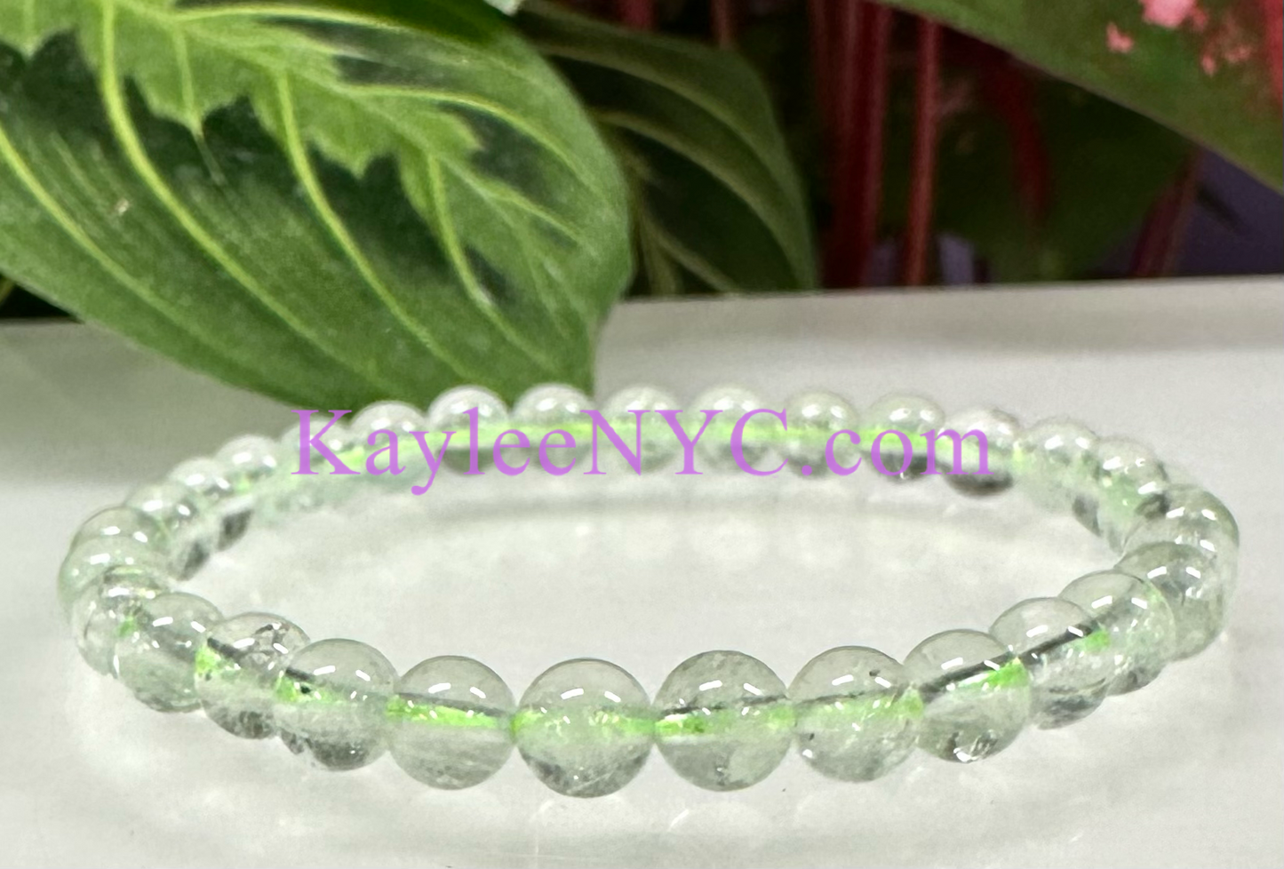 6 PCs Prasiolite 6mm 7.5” Stretch Bracelet crystals healing energy
