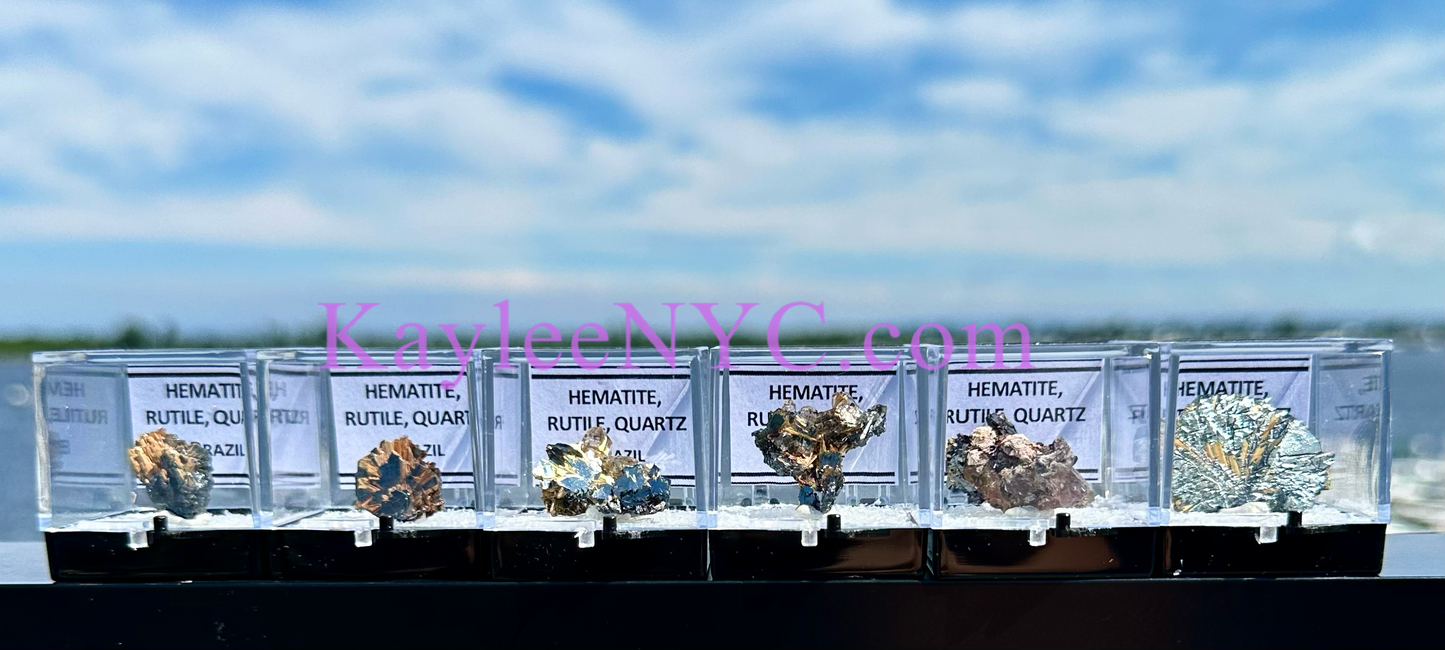 6 PCs Natural Hematite Rutile Quartz Raw Crystal healing energy