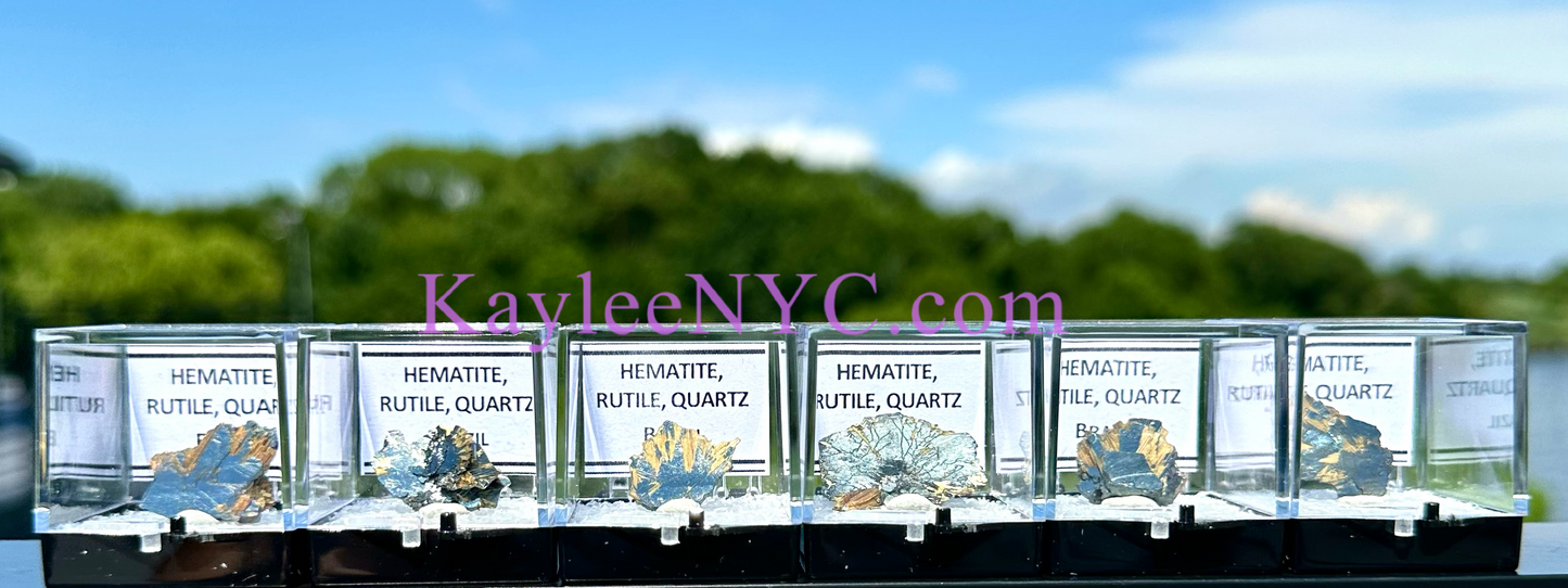 6 PCs Natural Hematite Rutile Quartz Raw Crystal healing energy