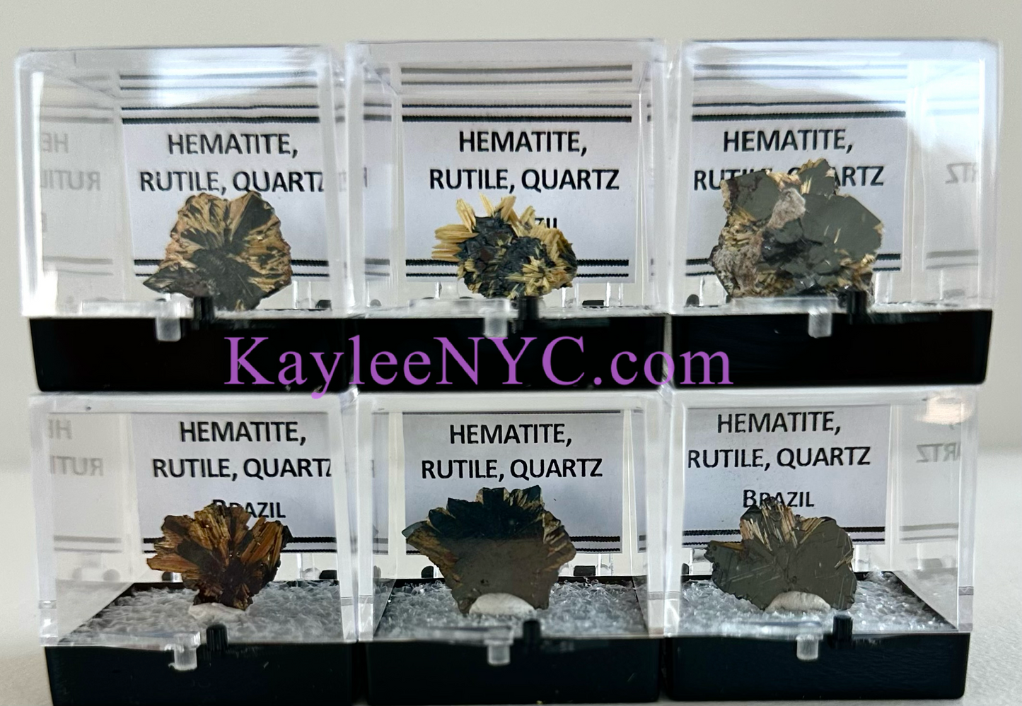 6 PCs Natural Hematite Rutile Quartz Raw Crystal healing energy