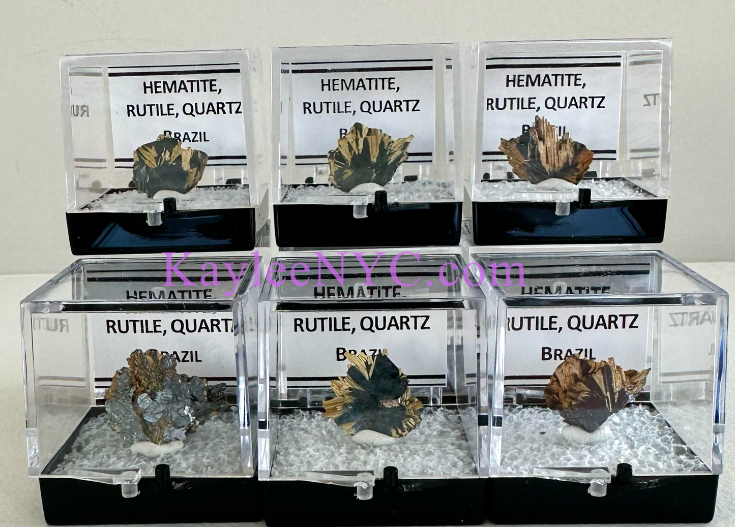 6 PCs Natural Hematite Rutile Quartz Raw Crystal healing energy