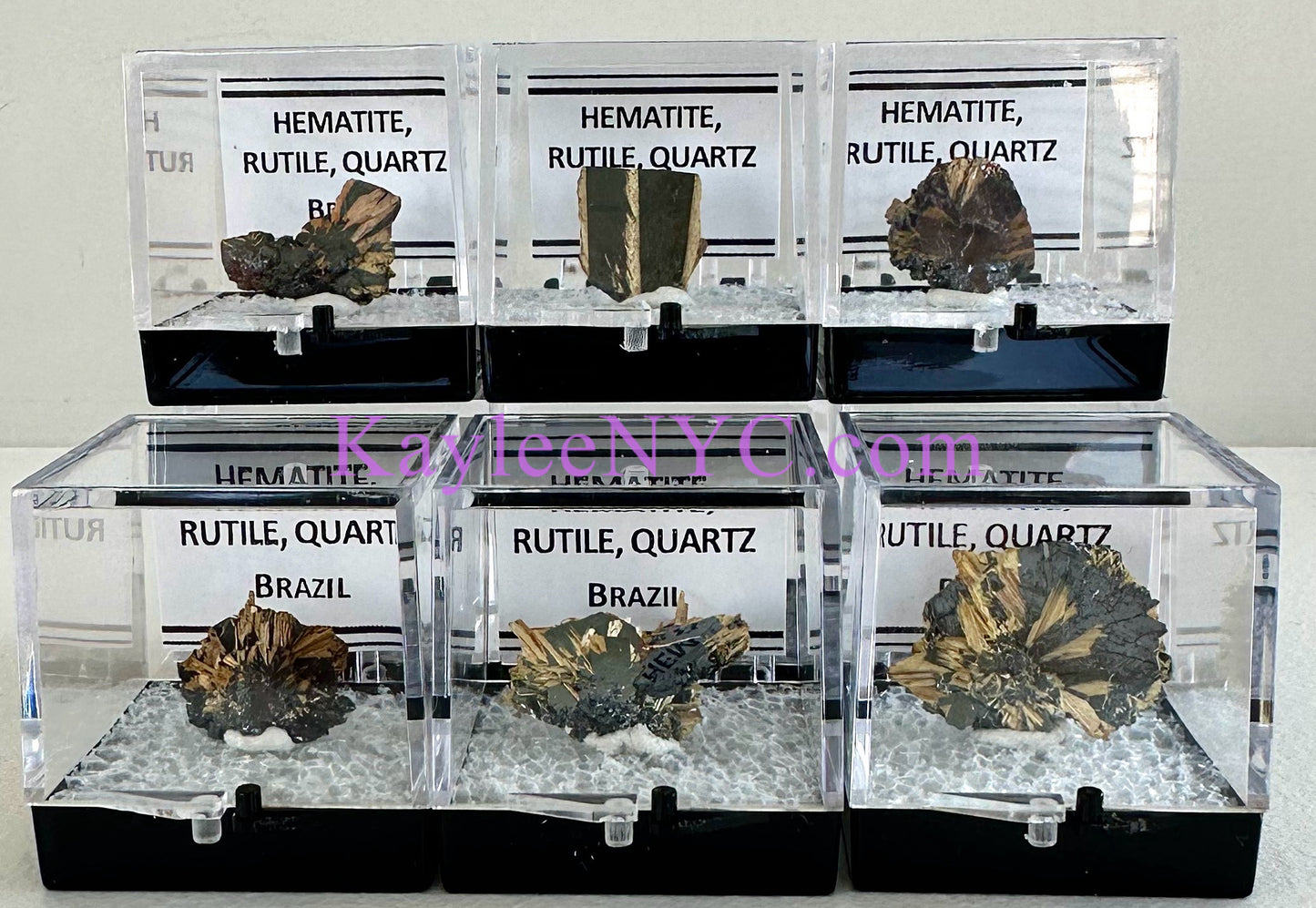 6 PCs Natural Hematite Rutile Quartz Raw Crystal healing energy