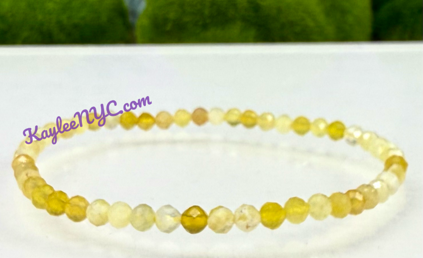 6 PCs 4mm Natural Yellow Opal Faceted Bracelet 7.5”