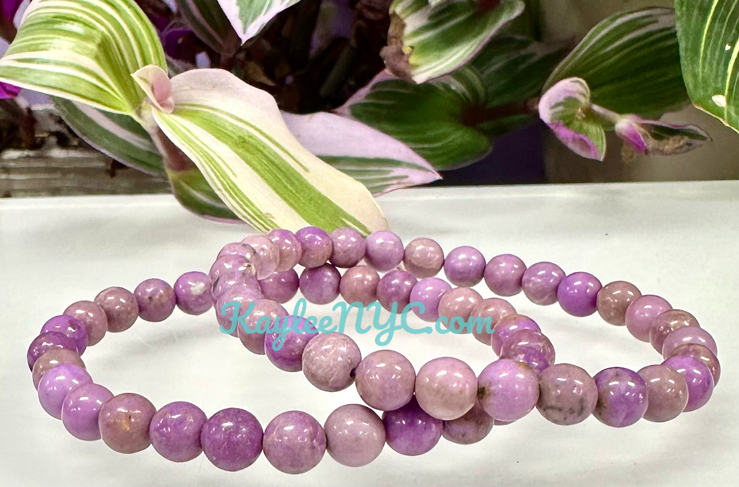 6 PCs 6mm Natural Phosphosiderite Stretch Bracelet 7.5”