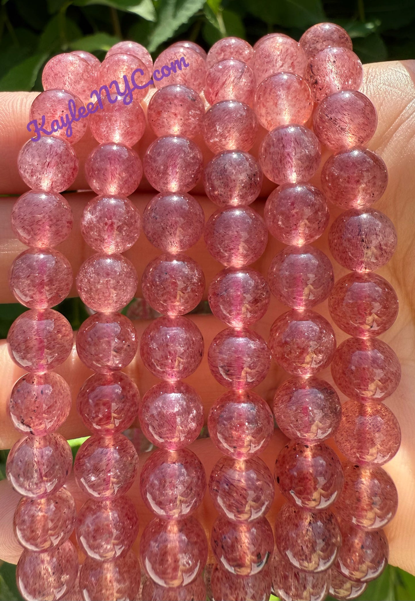 Wholesale Lot 6 Pcs Strawberry Quartz 8mm Crystal Healing Stretch Bracelet