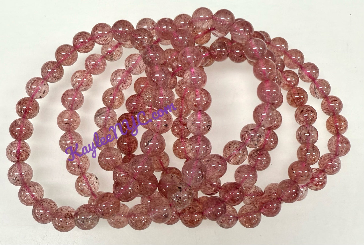 Wholesale Lot 6 Pcs Strawberry Quartz 8mm Crystal Healing Stretch Bracelet