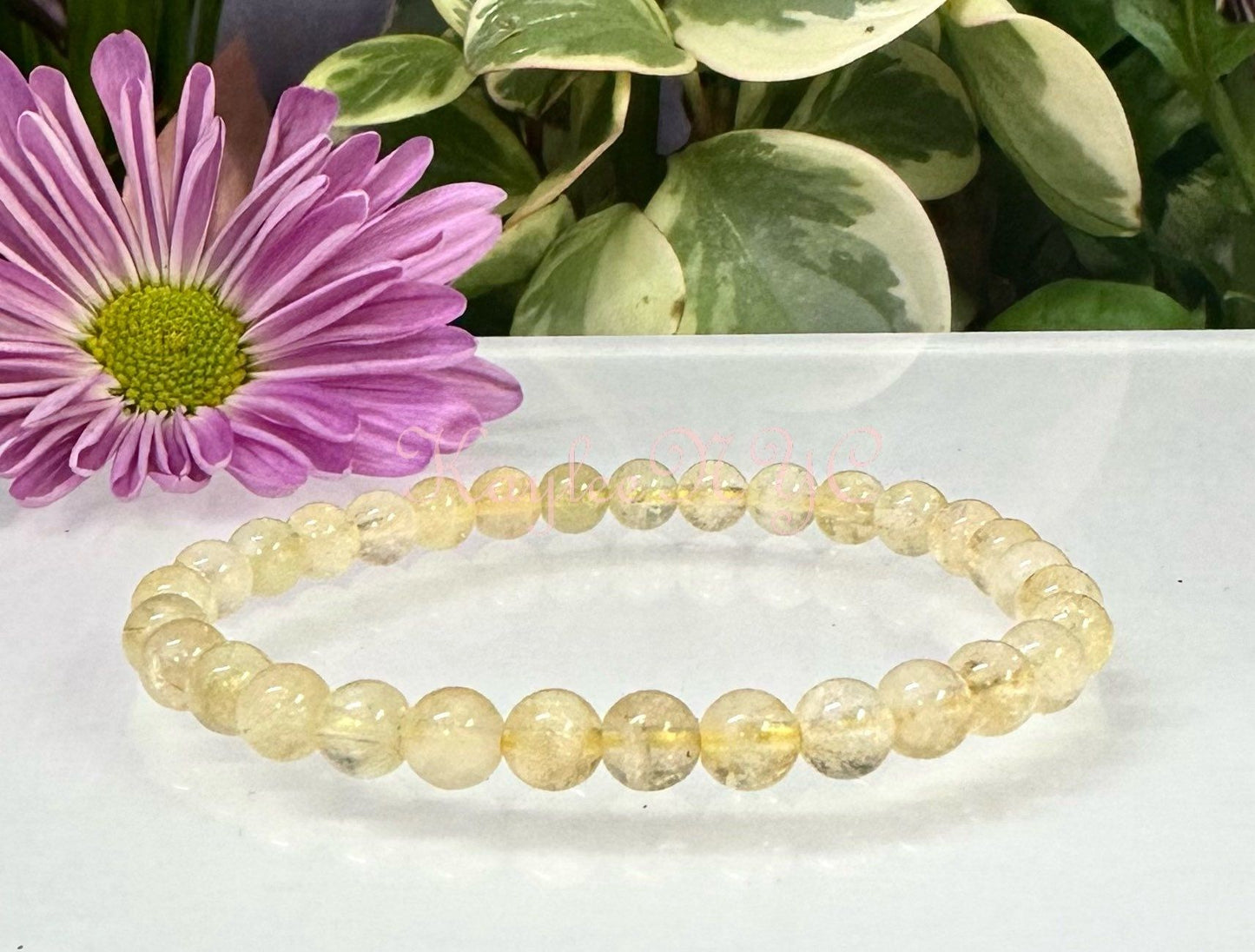 Wholesale 6 Pcs Citrine 6mm 7.5” Crystal Healing Stretch Bracelet