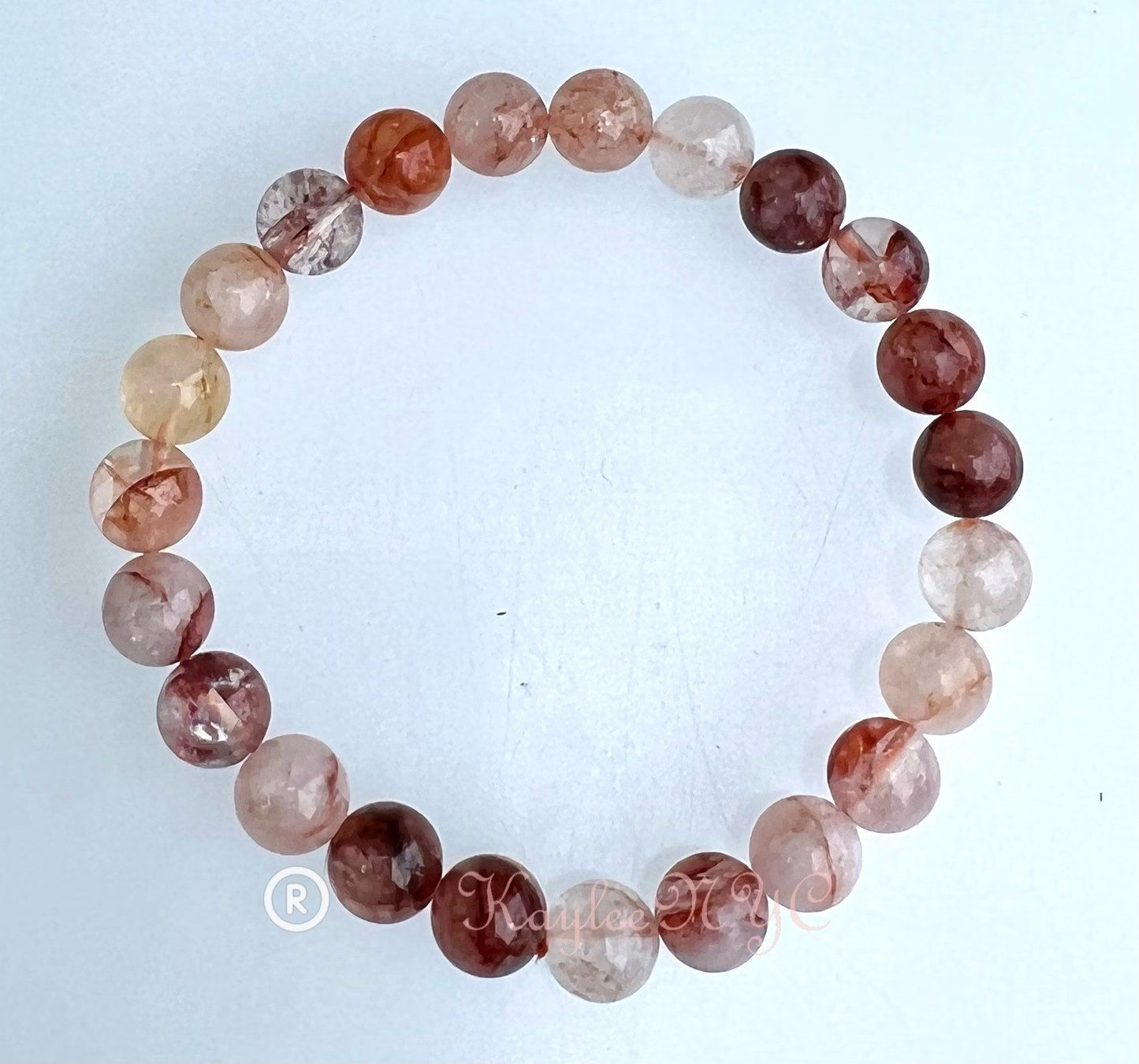 Wholesale 6 Pcs Natural Hematoid 8mm 7.5” Crystal Healing Stretch Bracelet