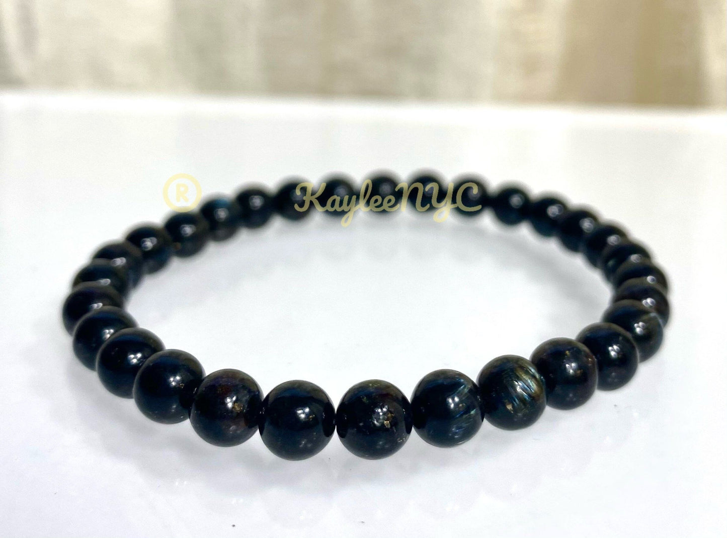 Wholesale 6 Pcs Natural Astrophyllite aka Arfvedsonite 6mm 7.5” Crystal Healing Stretch Bracelet