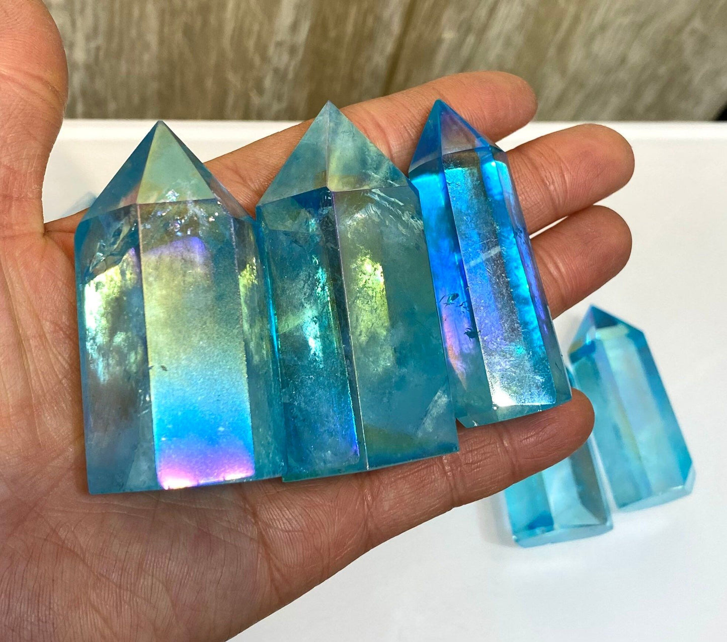 Wholesale Lot 1 lb Angel Aura Aqua Clear Quartz Tower Obelisk Point Wand Crystal Energy Healing