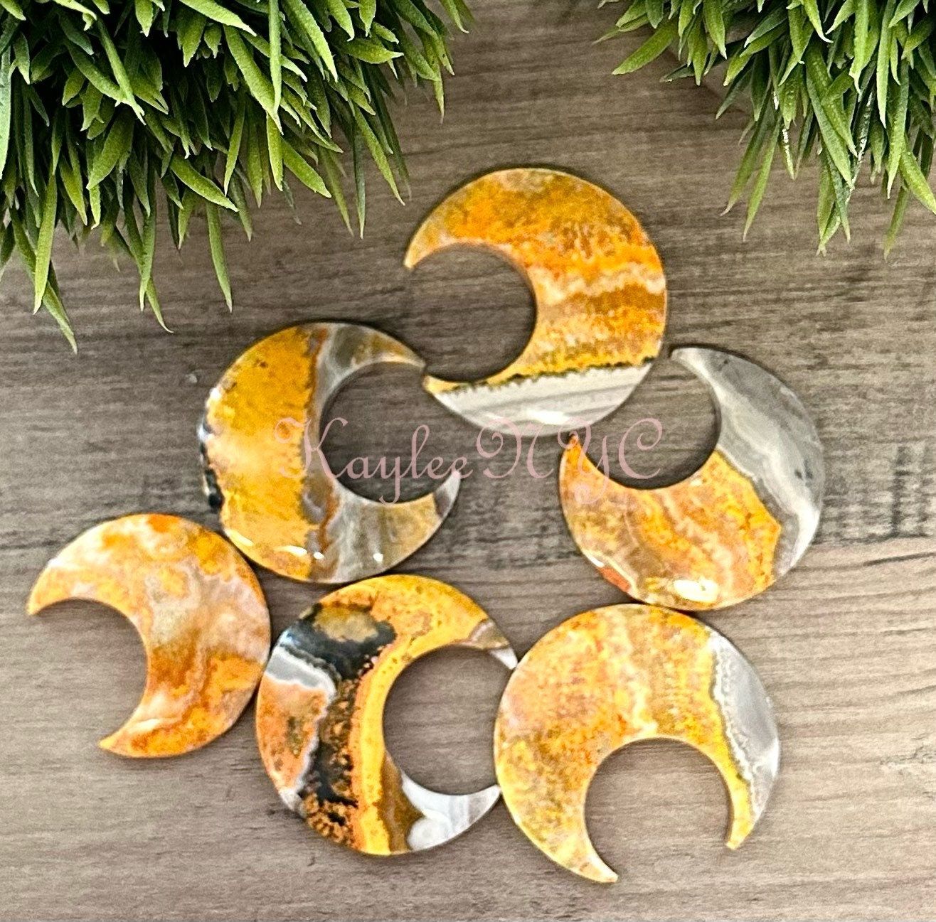 Wholesale Lot 6 PCs Natural Bumblebee Jasper Moons Healing Energy