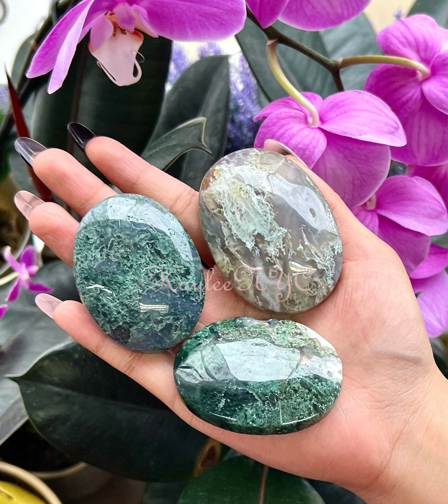 Wholesale Lot 2 Lbs Natural Moss Agate Palm Stone Crystal Healing Energy