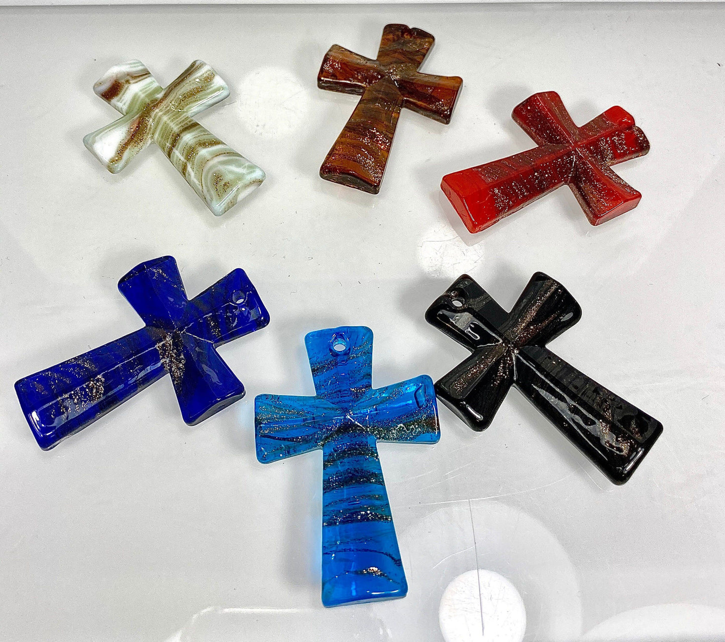 Wholesale Lot 12 Pcs cross Glass Pendant Hand Blown