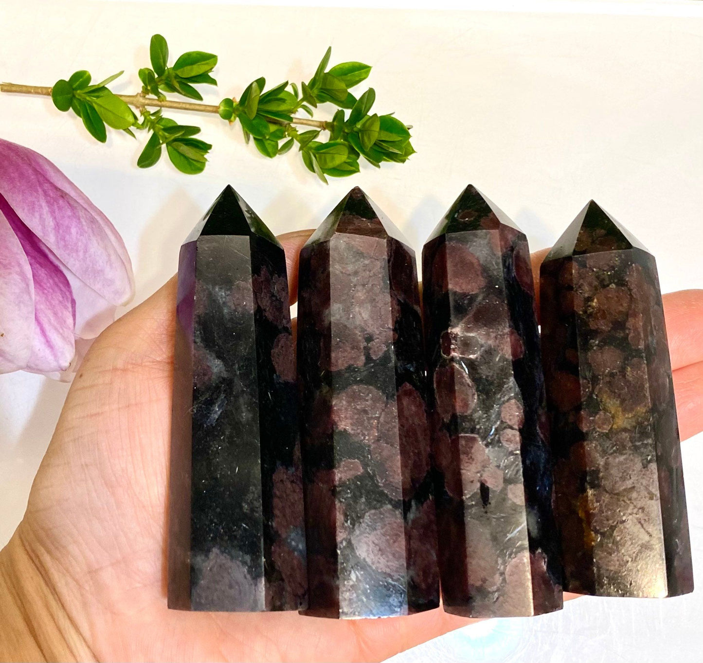 Wholesale Lot 1 Lb Natural Garnet Astrophyllite Obelisk Tower Point Crystal Natural Energy